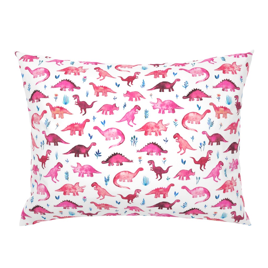 Tiny Dinos in Magenta and Coral on White Large Print