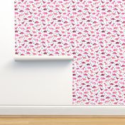 Tiny Dinos in Magenta and Coral on White Large Print