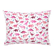 Tiny Dinos in Magenta and Coral on White Large Print