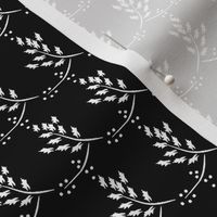 Ebony and Ivory, black and white fabric, black fabric, white leaves