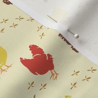 Chickens on Butter Cream, Country Farmhouse Style Hens, Poultry Drawings