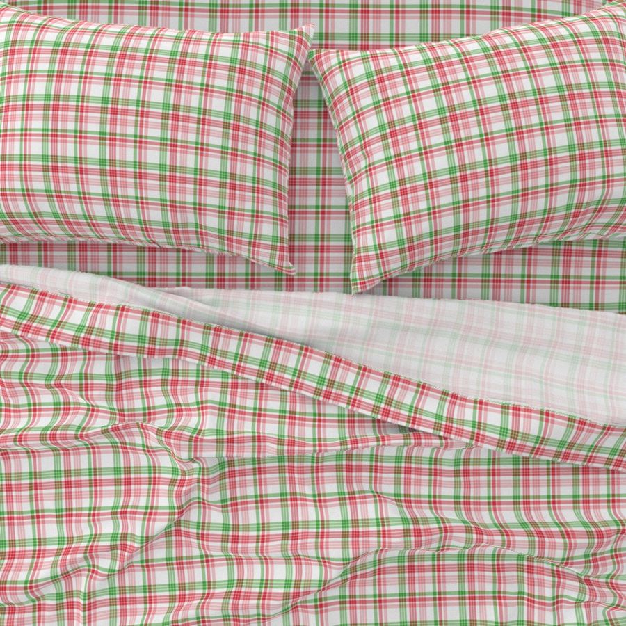 Green, Red, White, and Pink Plaid