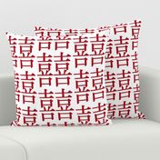 Six Inch Dark Red Chinese Double Happiness Ideogram on White