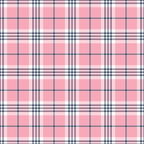 Pink, White, and Navy Blue Plaid