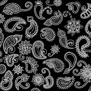 Black Paisley Tea Towel