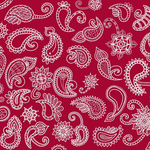 Red Paisley Tea Towel