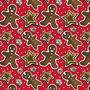 Gingerbread on red