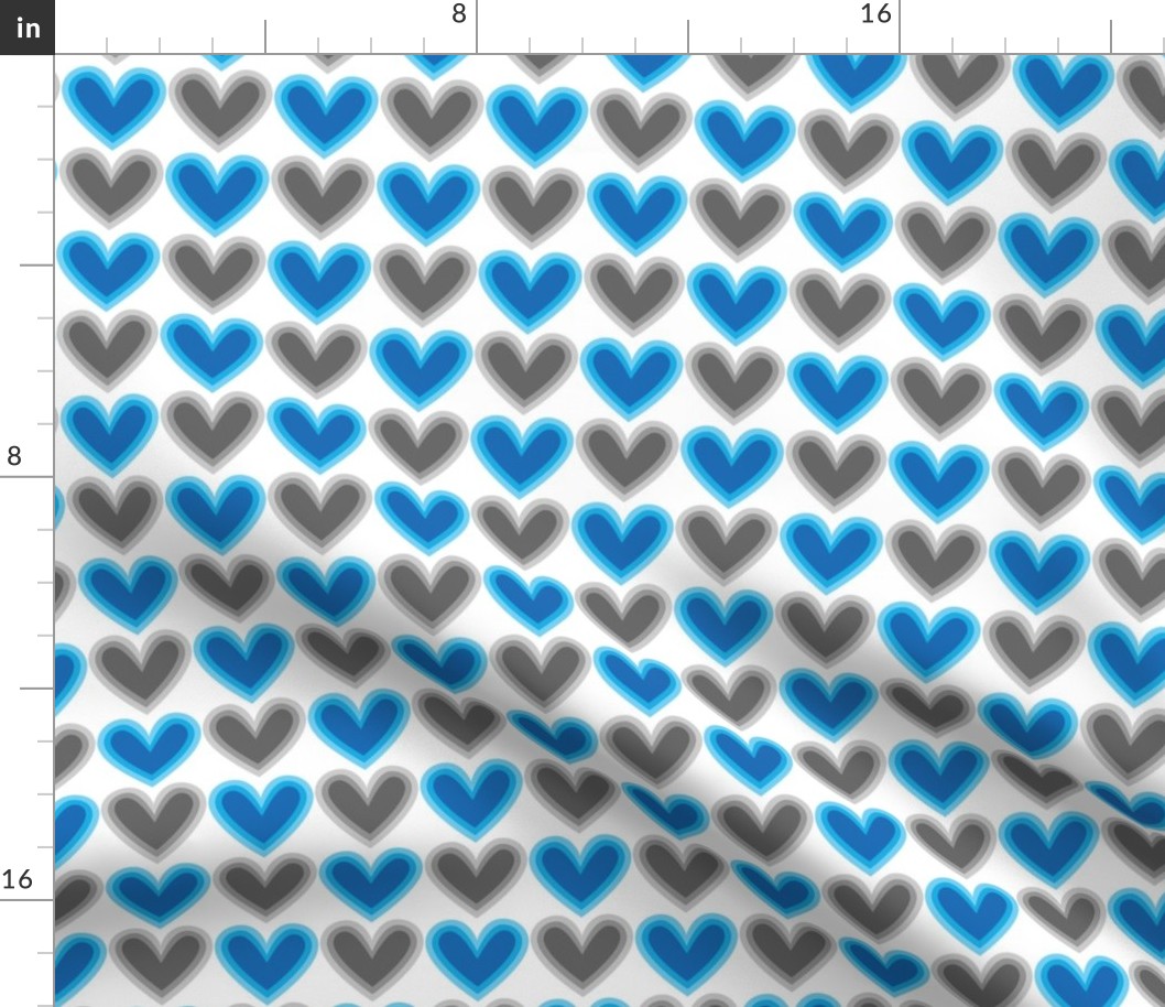 Hearts Beat Blue Pattern