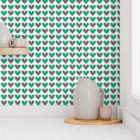 Hearts Beat Green Pattern