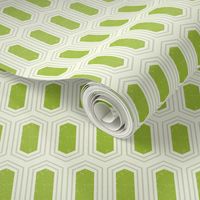 Elongated Hexagon Geometric Pattern (Fill Green & Grey on White)