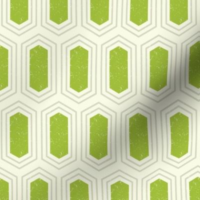 Elongated Hexagon Geometric Pattern (Fill Green & Grey on White)