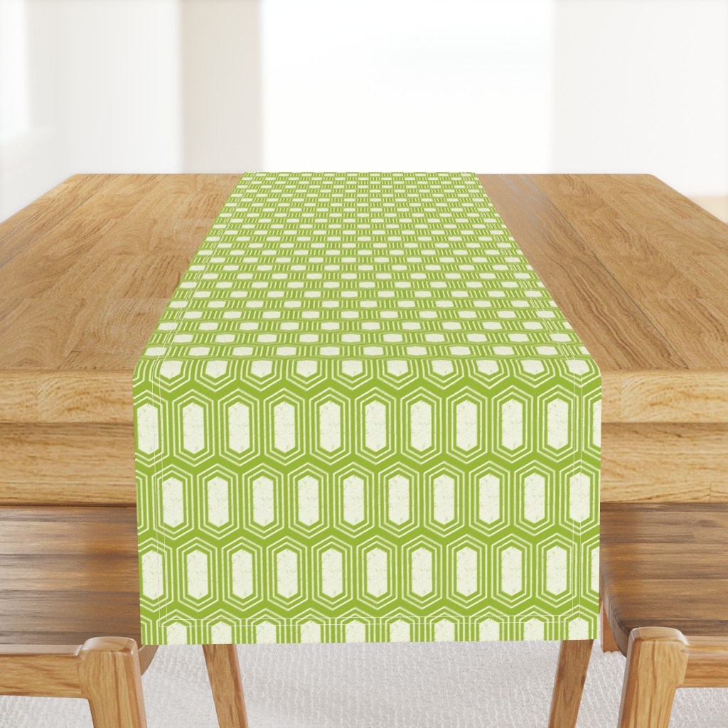 Elongated Hexagon Geometric Pattern (Fill White on Green)