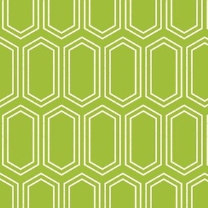 Elongated Hexagon Geometric Pattern (Line White on Green)
