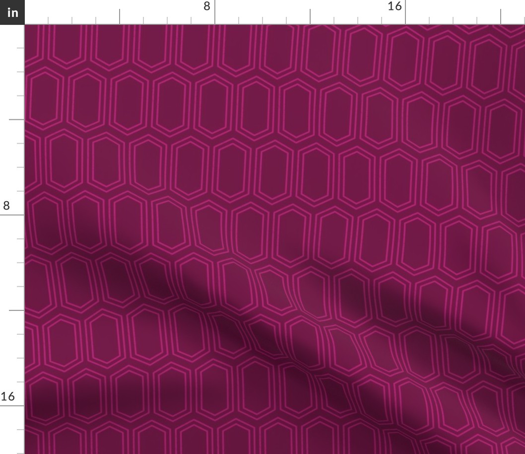 Elongated Hexagon Geometric Pattern (Line Magenta on Deep Red)