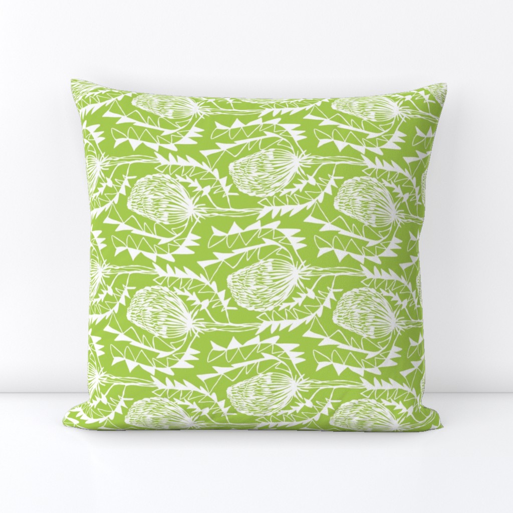 Birds Nest Banksia Tea Towel Fat Quarter Lime