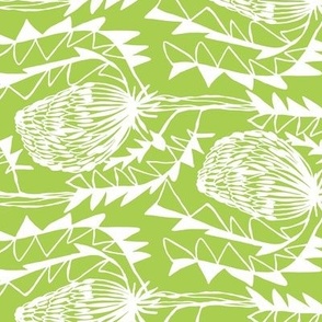 Birds Nest Banksia Tea Towel Fat Quarter Lime