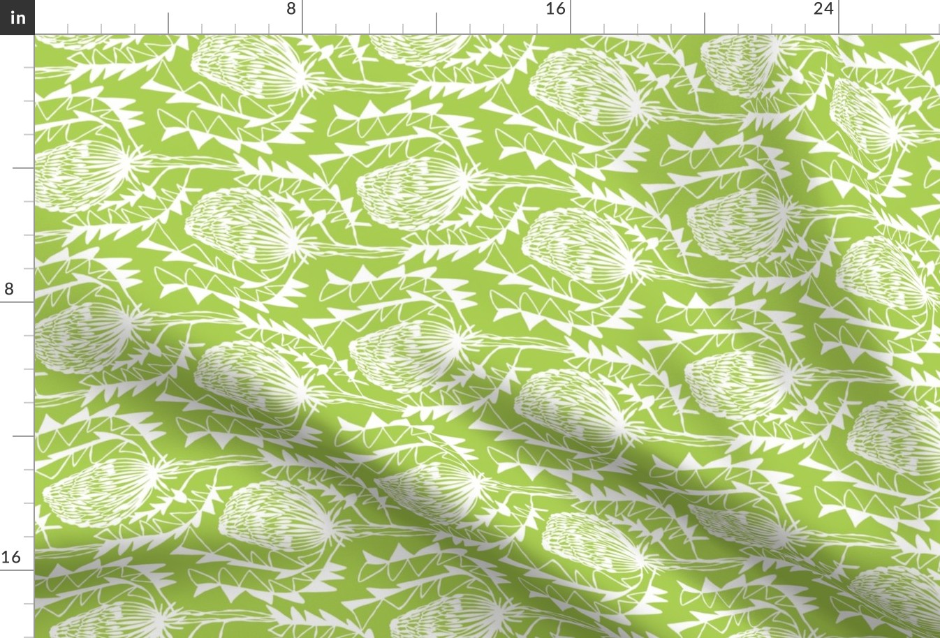 Birds Nest Banksia Tea Towel Fat Quarter Lime