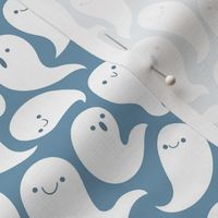 Spooky Cute Ghosts White and Blue Grey