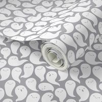 Spooky Cute Ghosts White and Light Grey