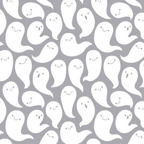 Spooky Cute Ghosts White and Light Grey