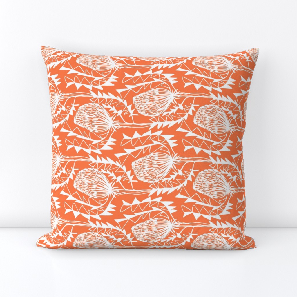 Birds Nest Banksia Tea Towel Fat Quarter Orange