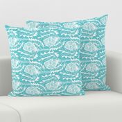 Birds Nest Banksia Tea Towel Fat Quarter Turquoise