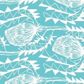 Birds Nest Banksia Tea Towel Fat Quarter Turquoise