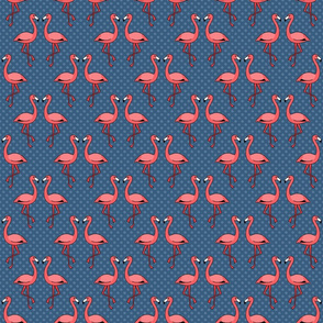 Pink Flamingos on Navy Blue