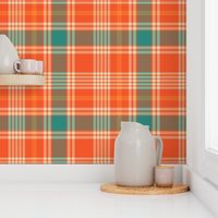 Orange and Teal Plaid - Large