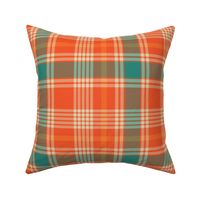 Orange and Teal Plaid - Large Fabric | Spoonflower