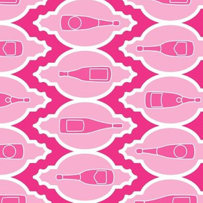 Pink Champagne Bottles Tea Towel