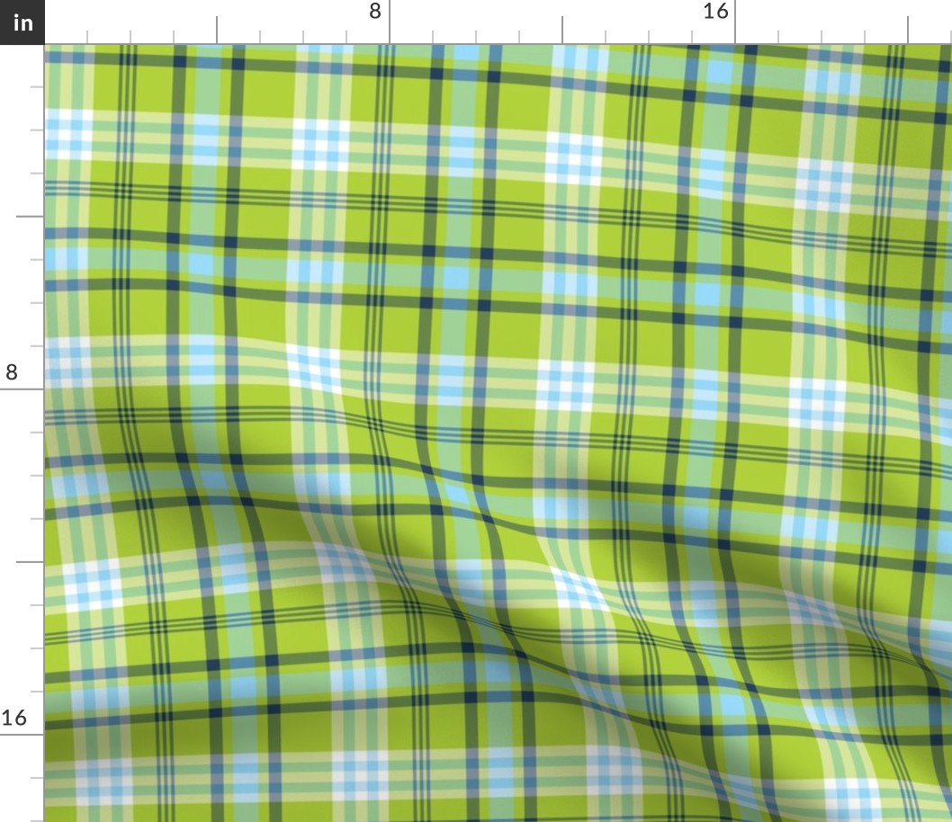 Lime Green and Aqua Blue Plaid