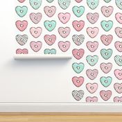 (large scale) heart shaped donuts - valentines pink & mint 