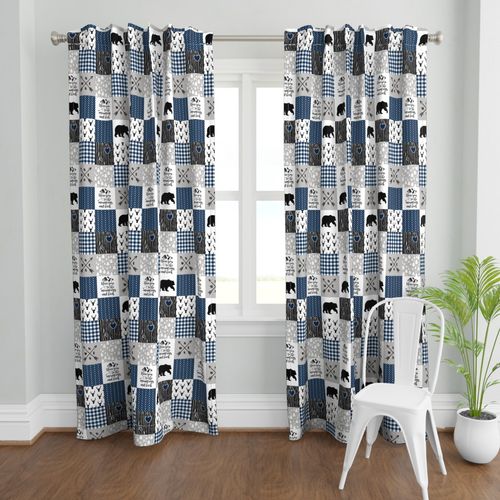 4.5 Inch To The Mountains - Wholecloth Cheater Quilt - Navy