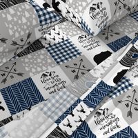 4.5 Inch To The Mountains - Wholecloth Cheater Quilt - Navy