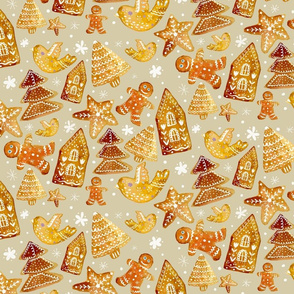 gingerbread cookies on light background 