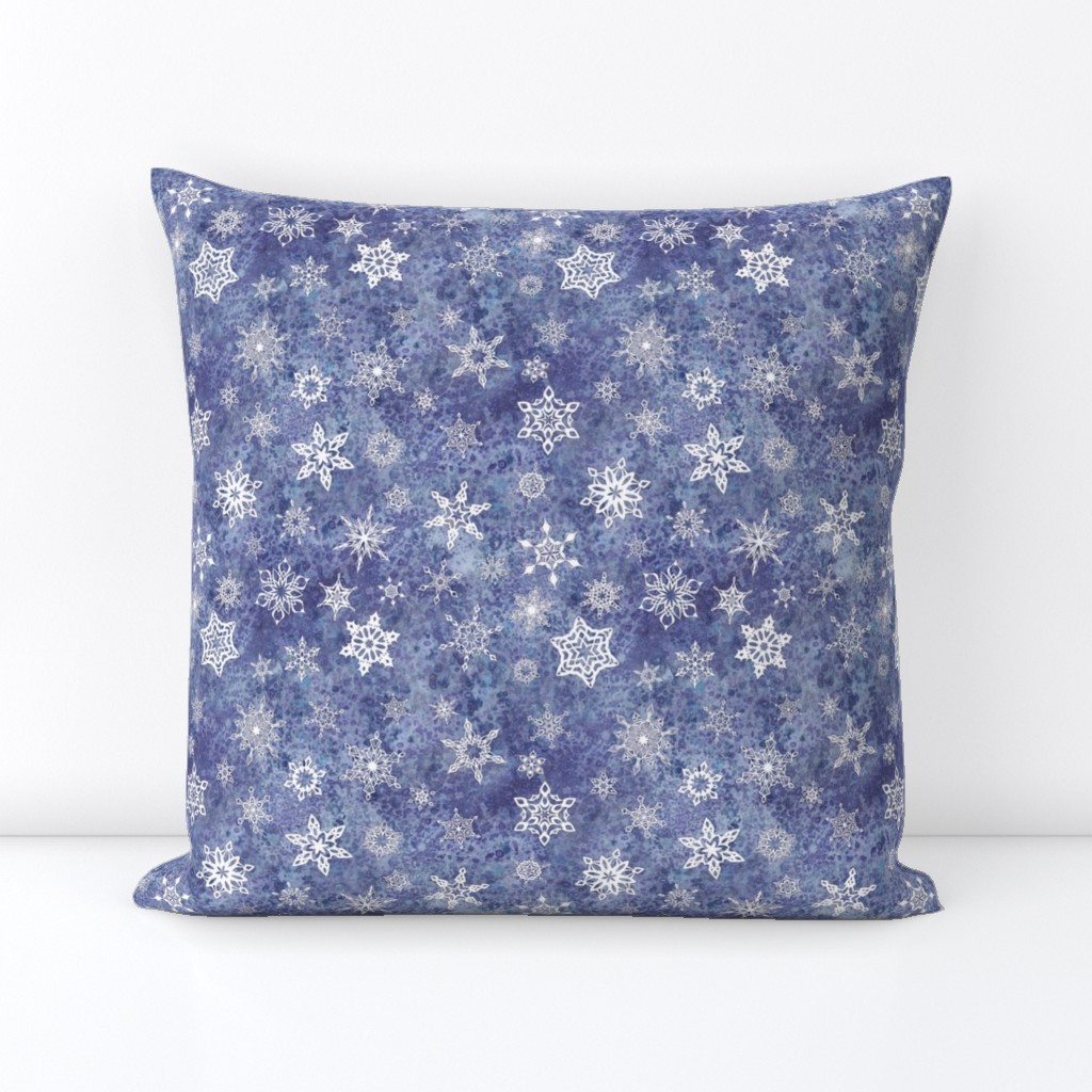 snowflakes - geometric shapes on denim blue