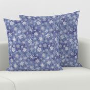 snowflakes - geometric shapes on denim blue