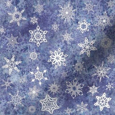 snowflakes - geometric shapes on denim blue