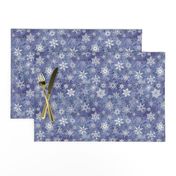 snowflakes - geometric shapes on denim blue