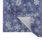 snowflakes - geometric shapes on denim blue