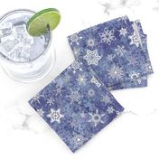 snowflakes - geometric shapes on denim blue