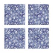 snowflakes - geometric shapes on denim blue