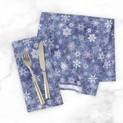 snowflakes - geometric shapes on denim blue