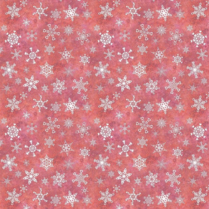 snowflakes - heart designs on melon pink