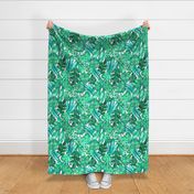 BIG Watercolor tropical leaves fabric
