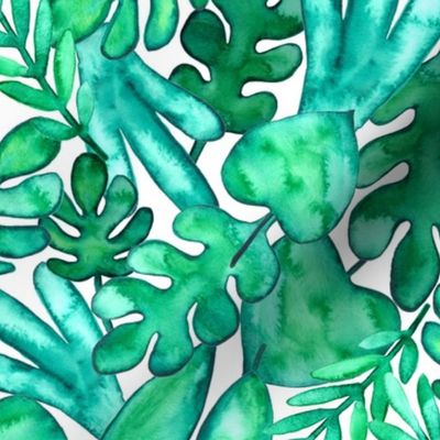 SMALL Watercolor tropical leaves fabric