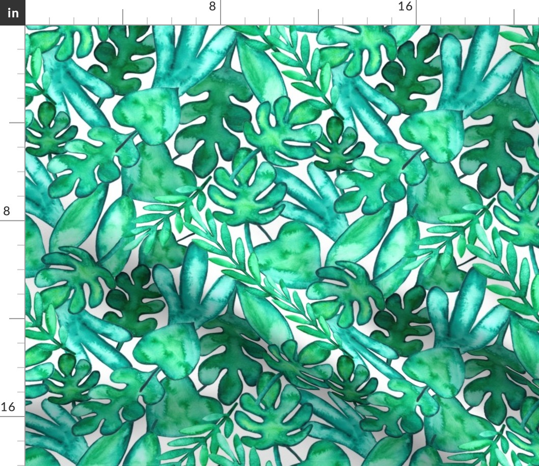 SMALL Watercolor tropical leaves fabric