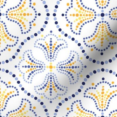 Gaudi ceramics inspired dotted mosaic pattern of tulips