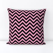 Three Inch Carnation Pink and Black Chevron Stripes